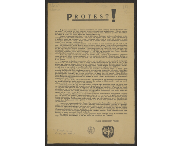 "Protest!" Die Broschüre von Zofia Kossak-Szczucka. Quelle: Polona